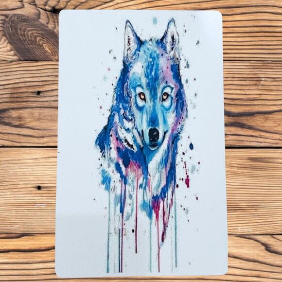 Colorful Watercolor Wolf Magnet - Picture 1 of 2